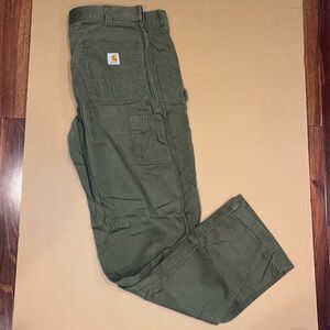 Mens Army Green Carhartt Carpenter Pants Size 38 x 34 Relaxed Fit